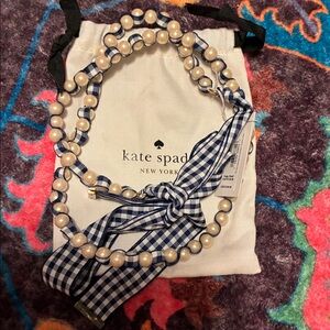NEW Kate Spade Cream Pearl Necklace with Blue  Ribbon